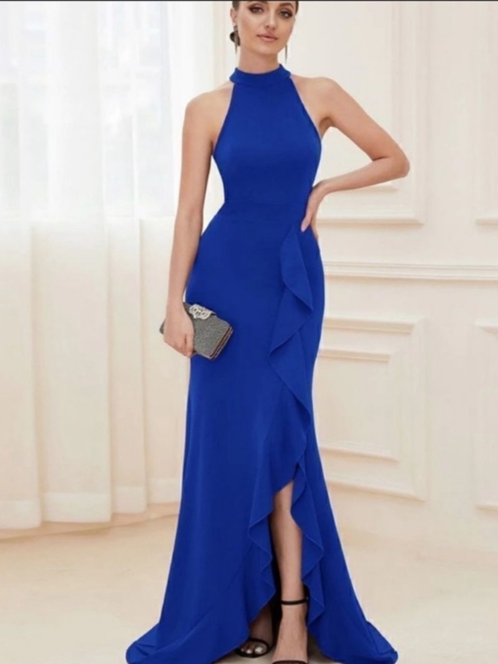 NWT Woosea Royal Blue Halter Maxi Dress